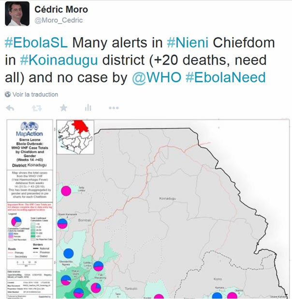 Epidémie d'Ebola à Nieni chiefdom non repéré dans les cartes de l'OMS